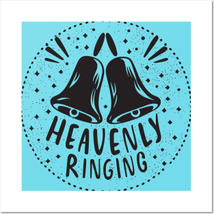 Heavenly Ringing For Handbell Ringers Choir Light Blue Background Posters and Art